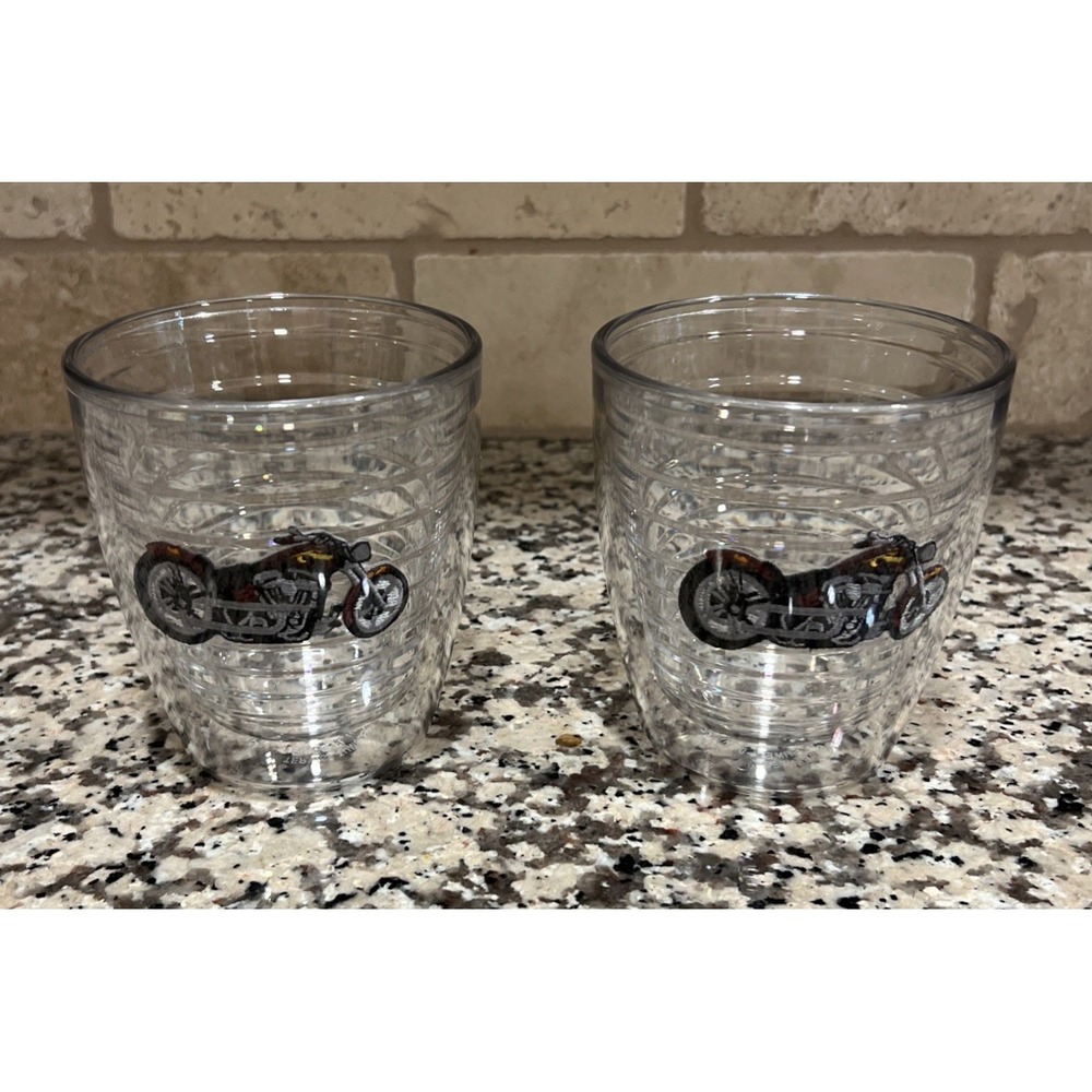 Set Of 2 Tervis Tumblers Dbl Wall 12 oz Harley Davidson Motorcycle Patch Lowball